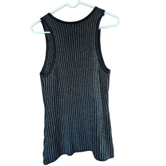 Laureate Lane Anthropologie Gray Rib Knit Tank Top w/ Button, Sz M Wool Angora - Picture 2 of 4